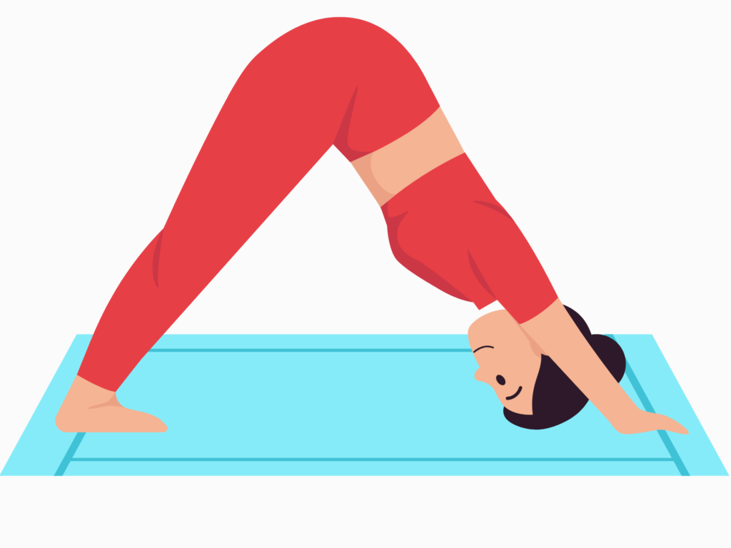 Downward dog yoga pose helping to lengthen the spine and improve posture