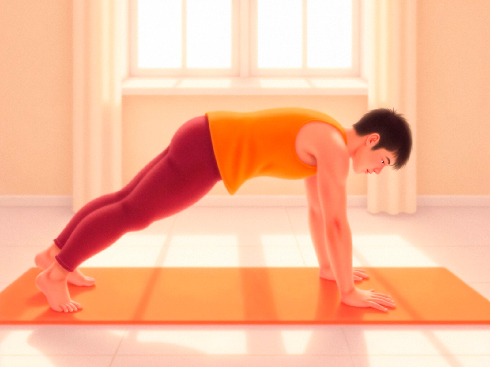 Yoga plank pose showing core strength needed for spinal stability and healthy posture