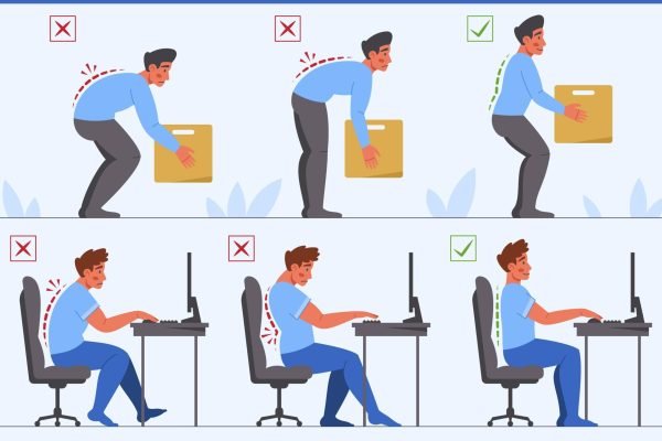 Illustration explaining how daily yoga supports back pain relief posture improvement and spine health