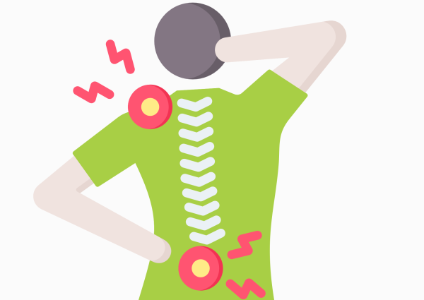 Illustration highlighting lower back pain and spinal discomfort areas